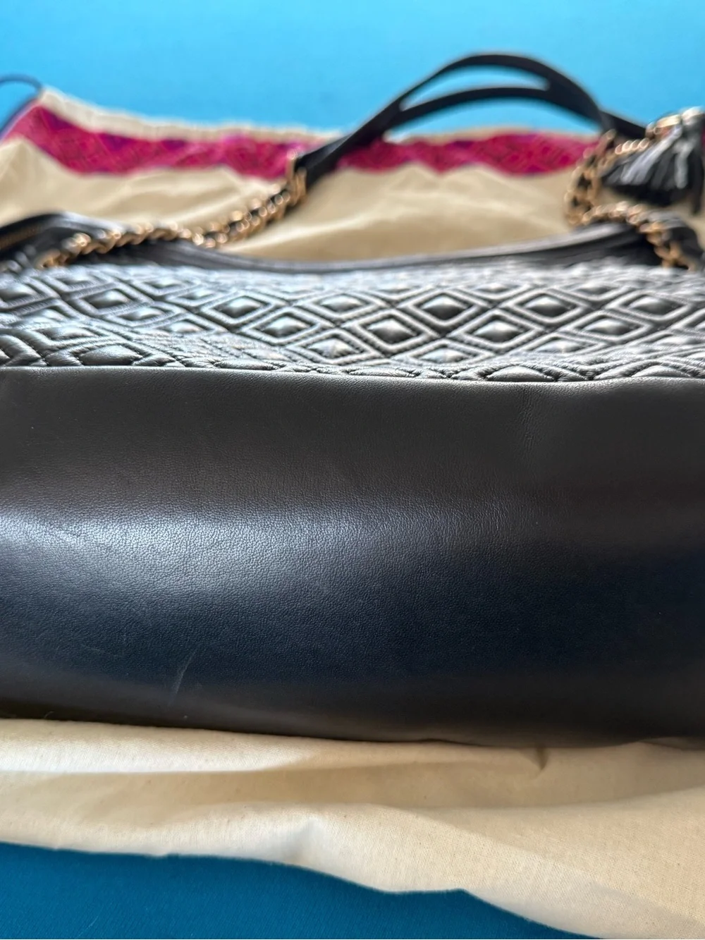 Tory Burch Fleming Black Quilted Leather