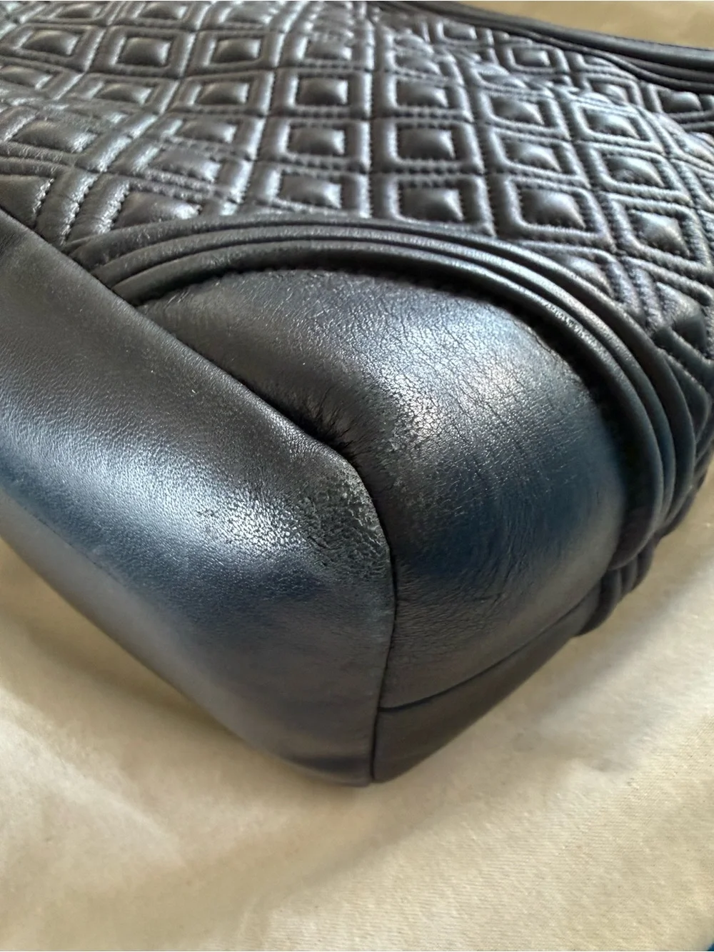 Tory Burch Fleming Black Quilted Leather