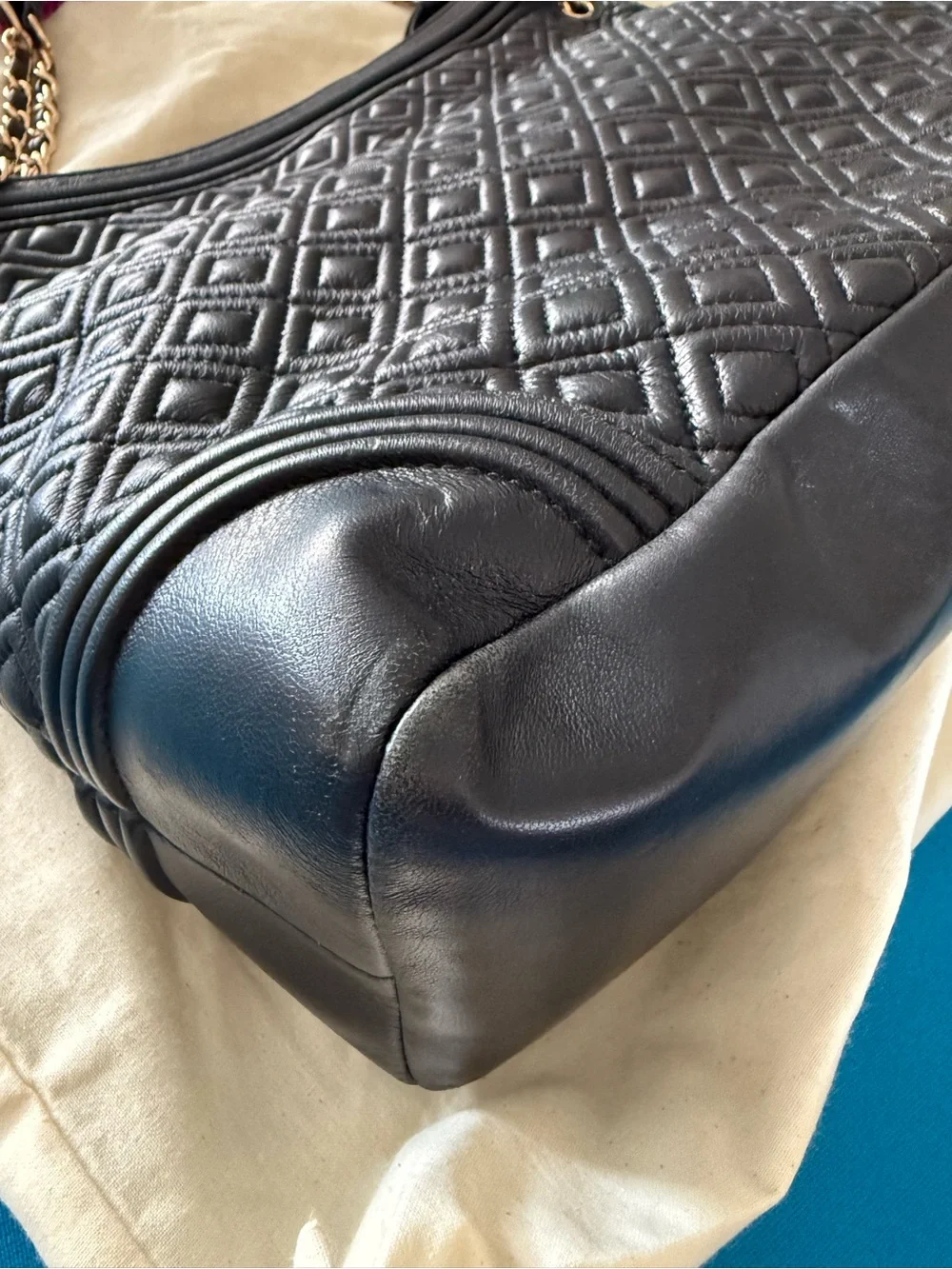 Tory Burch Fleming Black Quilted Leather