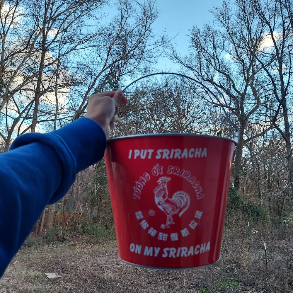 Decorative Sriracha Tin Bucket Advertising Collectible Red and White Hot Sauce