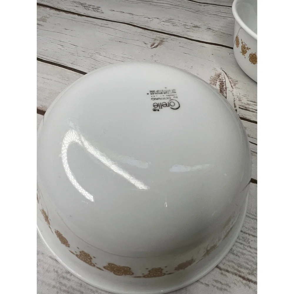 Corelle Cereal Bowls White Butterfly Gold Vintage Vitrelle Set of 2 6.25in
