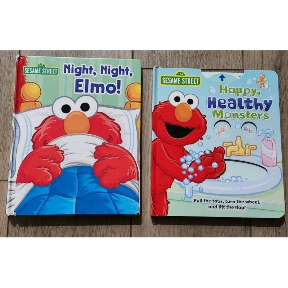 Sesame Street Elmo 2 Flip Kids Board Books Night Happy Healthy‎ Monsters