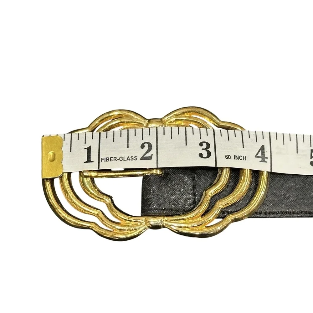 Vintage Talbots 9025 Black Italian Calfskin Leather Belt Women's Large L READ