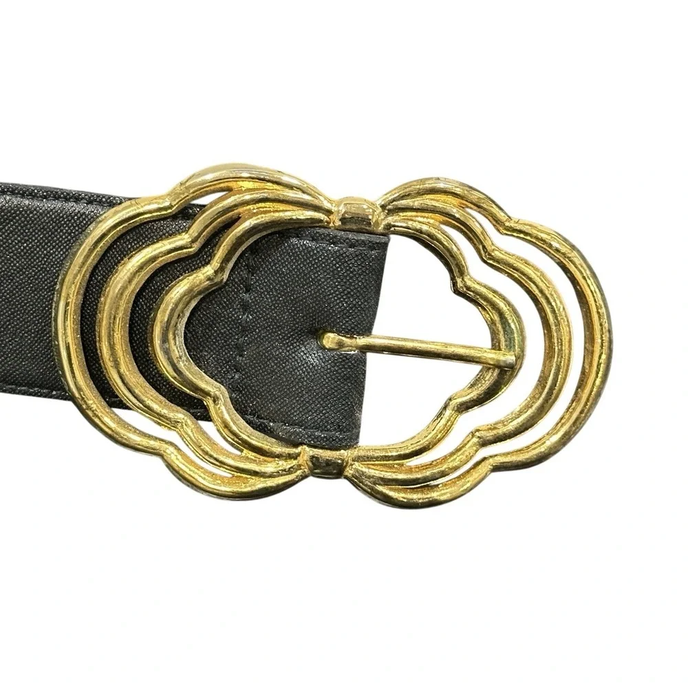 Vintage Talbots 9025 Black Italian Calfskin Leather Belt Women's Large L READ