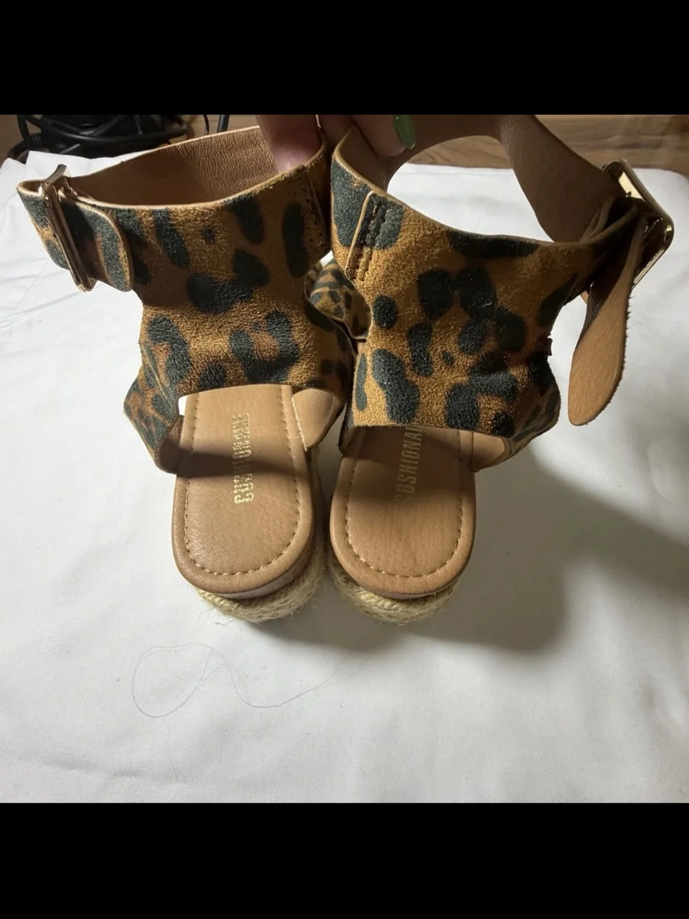 Leopard Print Bow Espadrille Sandals - Women