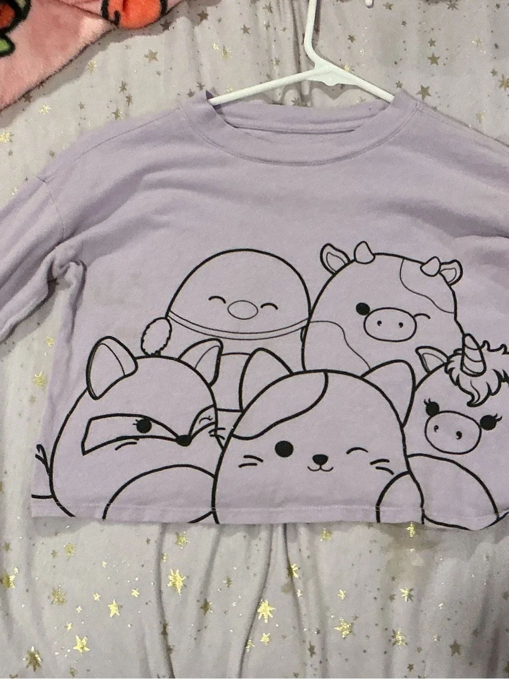 GAP Lavender Long-Sleeve Tee with Cute Black Animal Faces