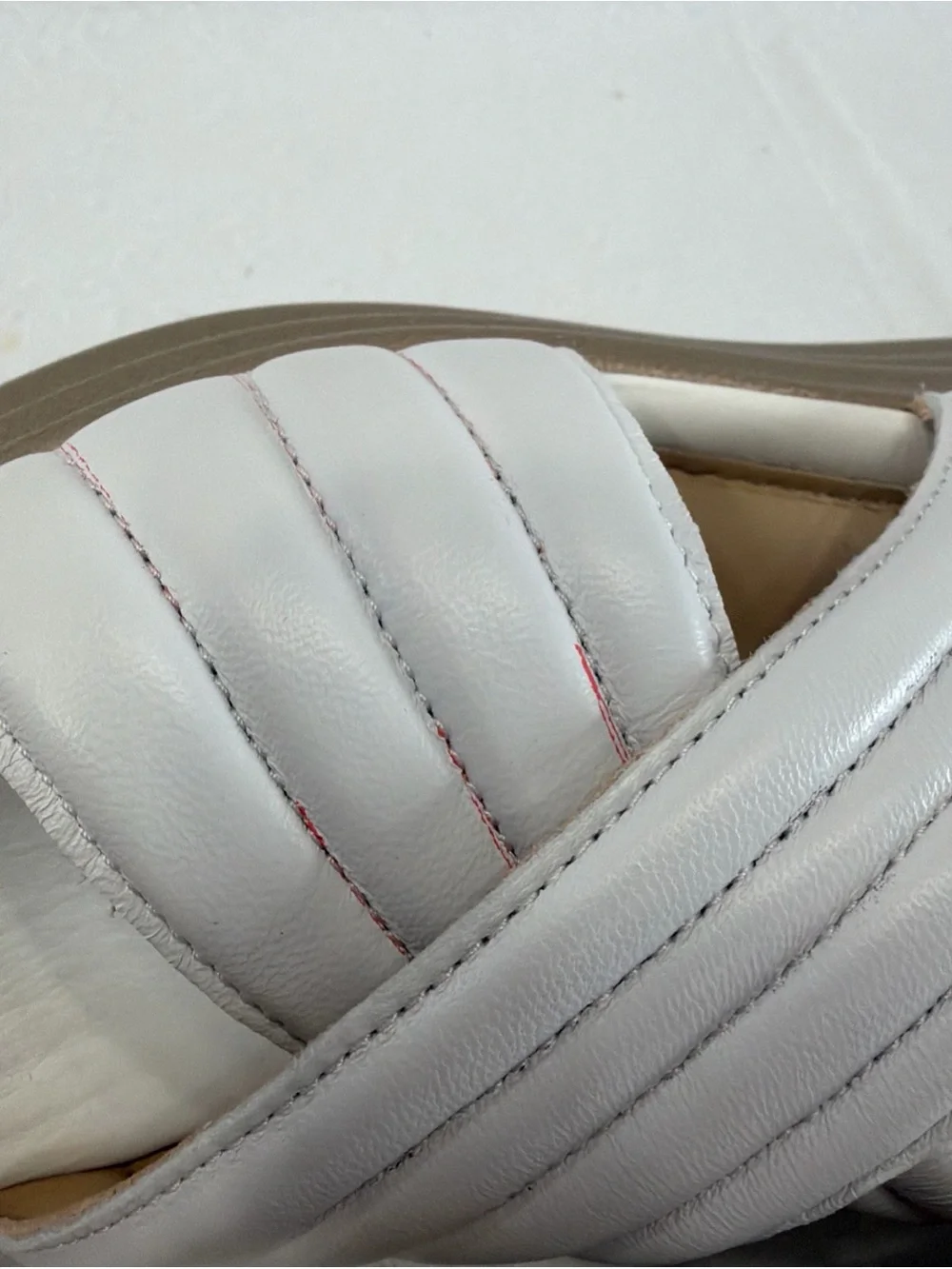 Cordani Yvonne Platform Wedge Sandals Tan White Womens 39 Made in Italy DEFECT