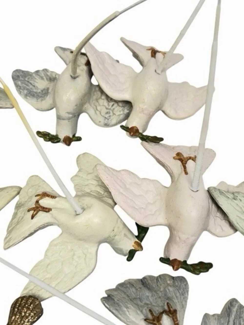 Vintage Peace Dove Bird Ornament Lot Of 15 Christmas Tree Holiday