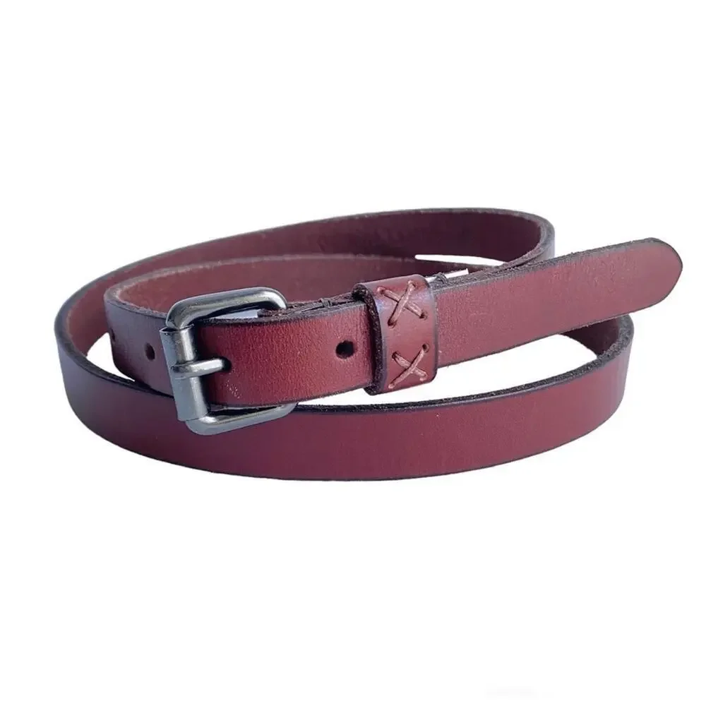 Timberland Brown Leather Skinny Belt‎ Vintage Y2K Unisex Womens Large