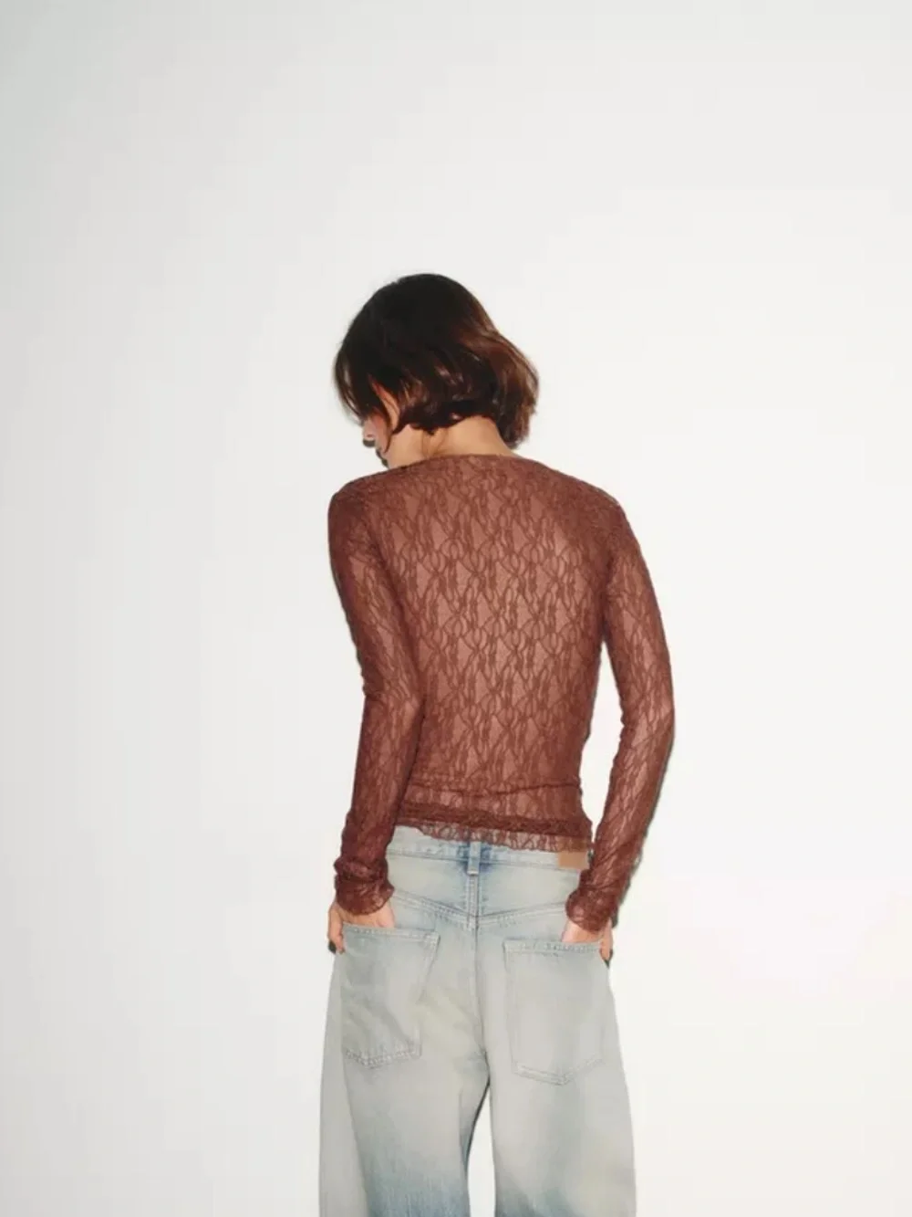 Zara NWT long sleeve lace top 3641/874