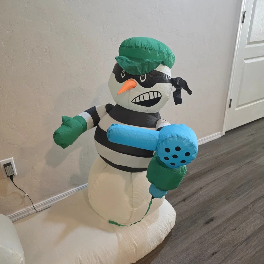 Gemmy Y2K Trim A Home Snowman & Robber Inflatable Christmas Yard Decor 48Wx42H