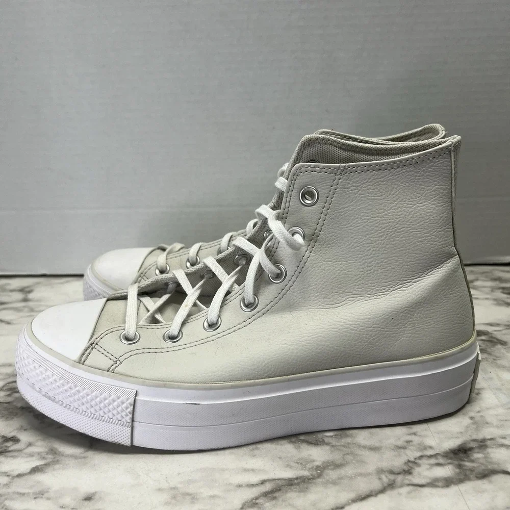 Converse Chuck Taylor All Star More Lift Hi Platform Sneaker Cream Women 9.5