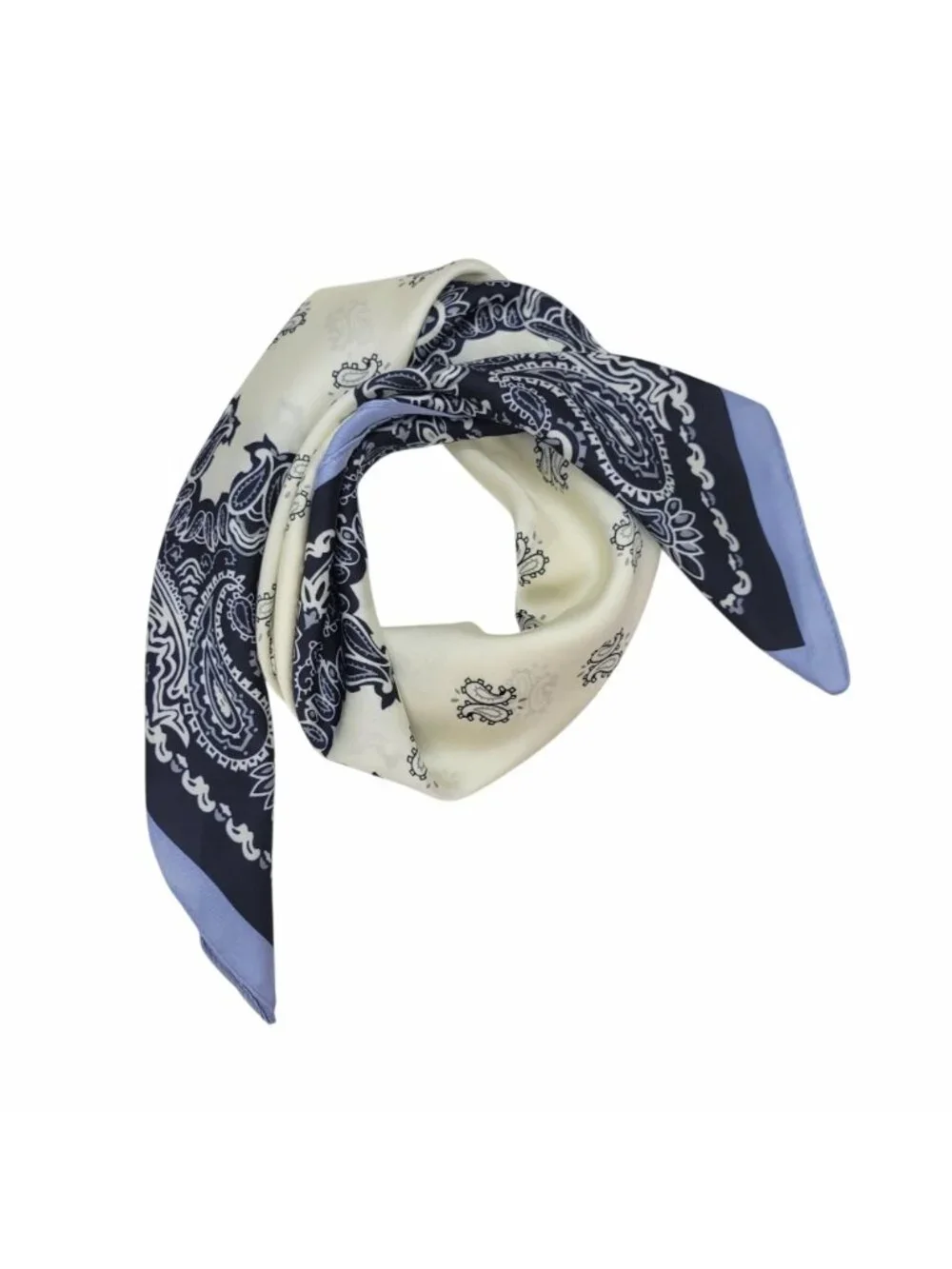 ❤️New Elegant Women Square Silky Soft Scarf Head Top hijab Navy Floral Paisley❤️