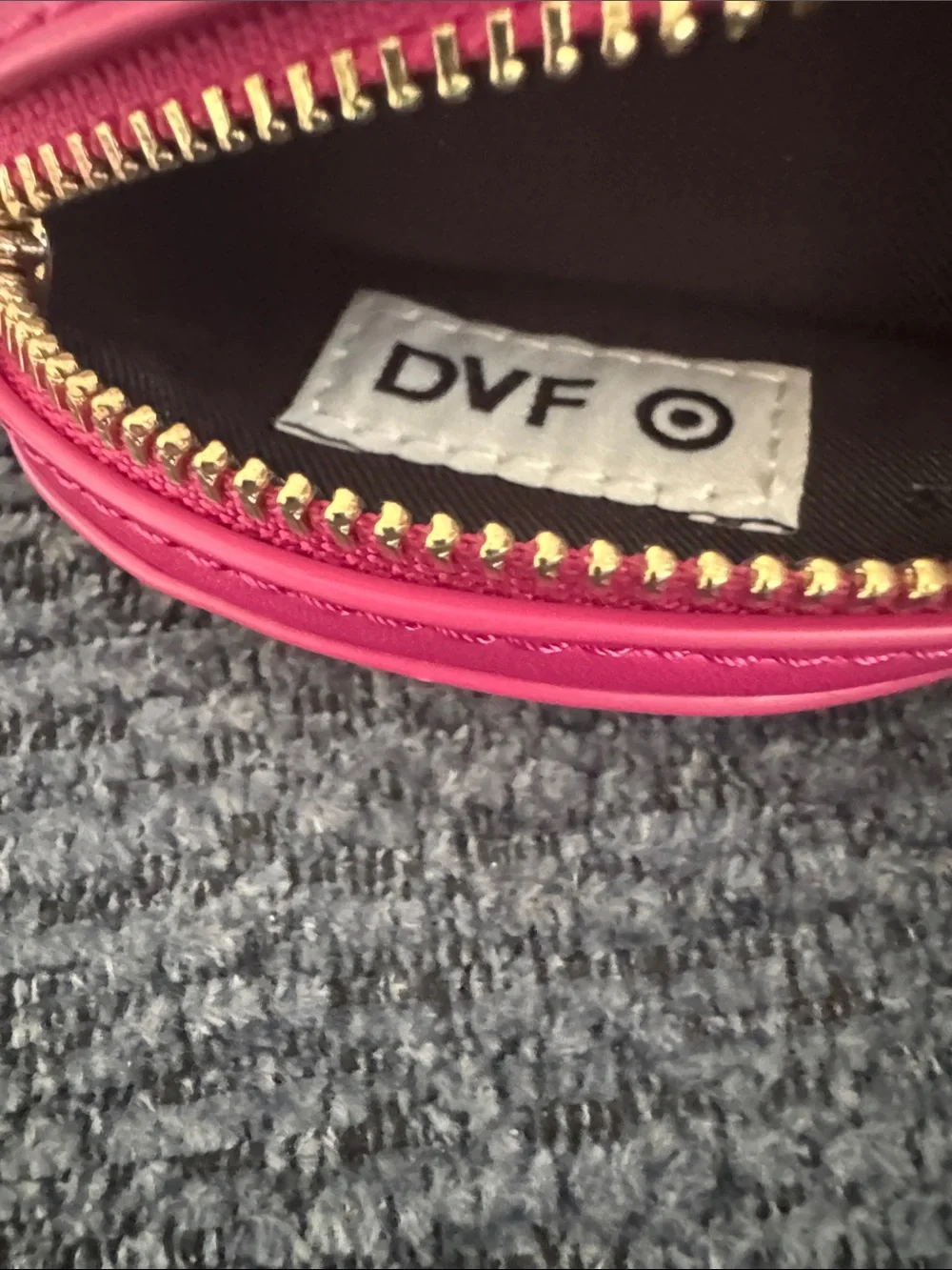 Diane Von Furstenberg Neon Pink Lip Key & Card Holder with Gold Hardware