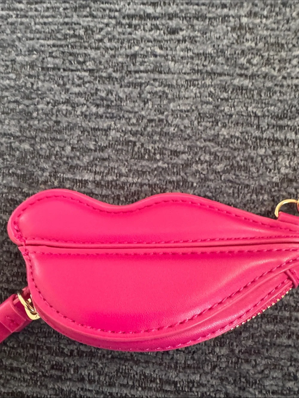Diane Von Furstenberg Neon Pink Lip Key & Card Holder with Gold Hardware