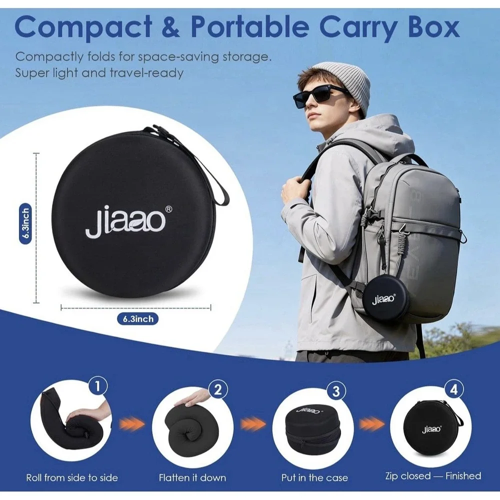 Jiaao Travel Pillow Memory Foam Neck Pillow for Airplanes with Adjustable Neck