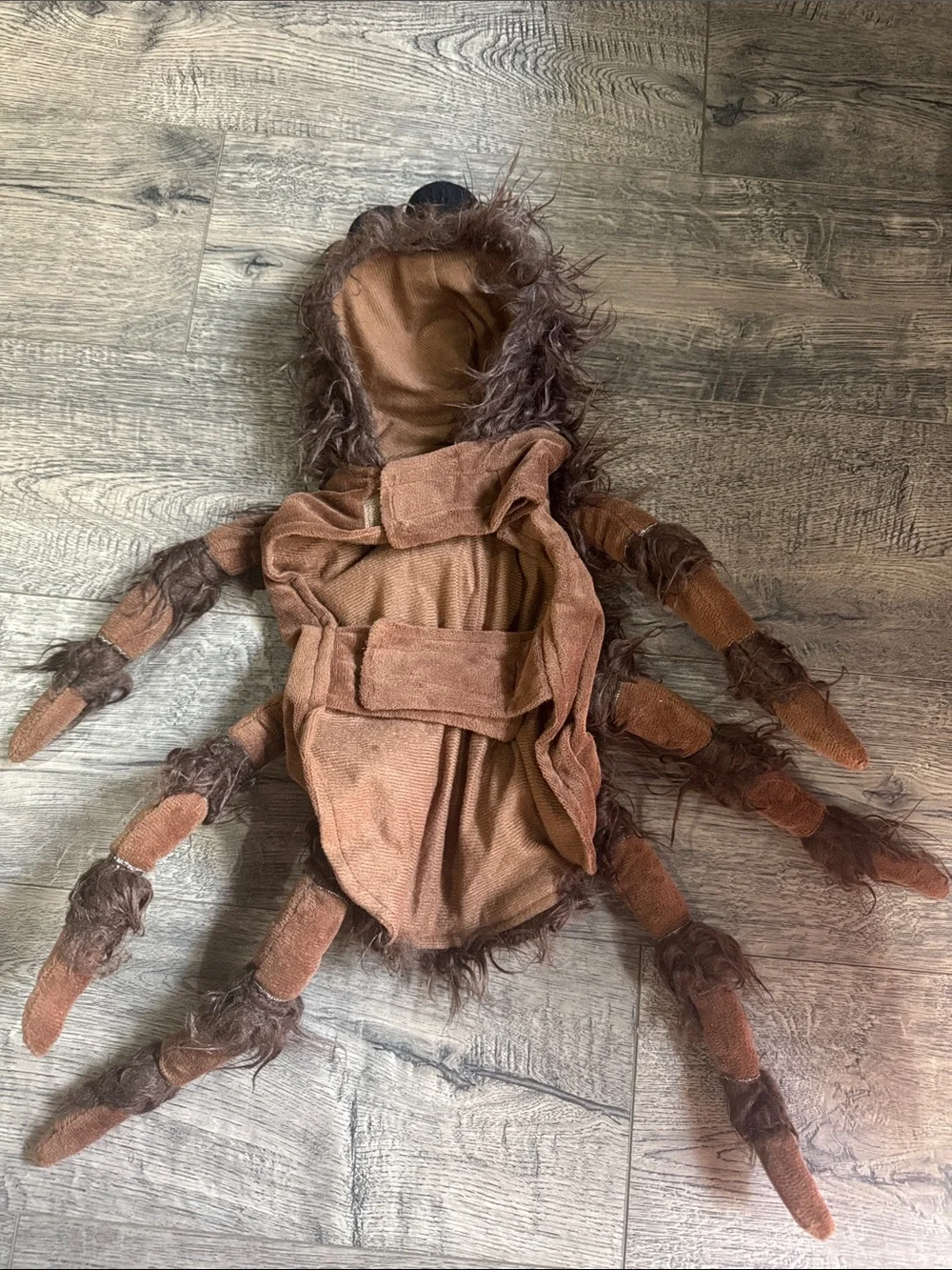 Plush Brown Furry Spider Dog Costumewith Light-Up Eyes