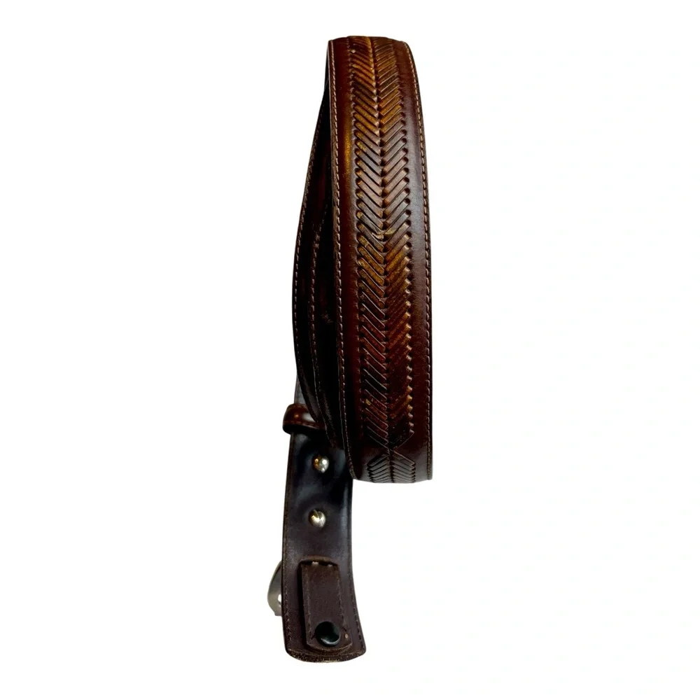 Men’s Nocona Brown Belt #N2476802 Size 40 W/Silver Buckle Fishtail Braid