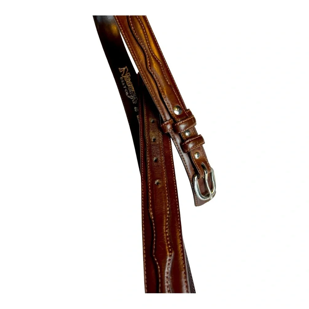 Men’s Nocona Brown Belt #N2476802 Size 40 W/Silver Buckle Fishtail Braid