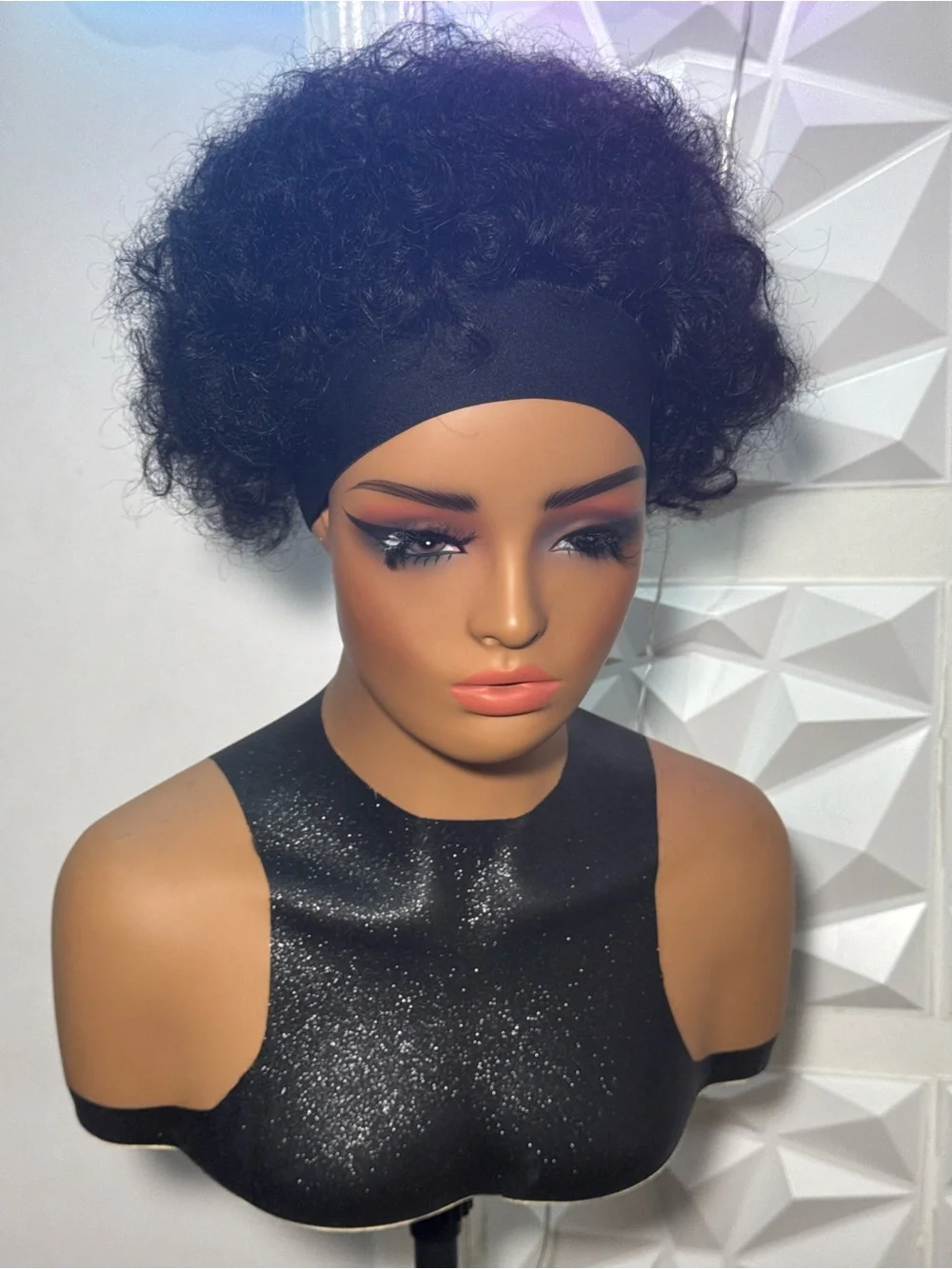 100% Human Hair Afro Curly Headband Wig | Glueless Short Natural Look Wig