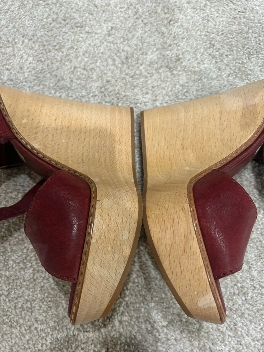 Chloe 60th Anniversary Burgundy Leather Heritage Wedge Sandals Size 39.5