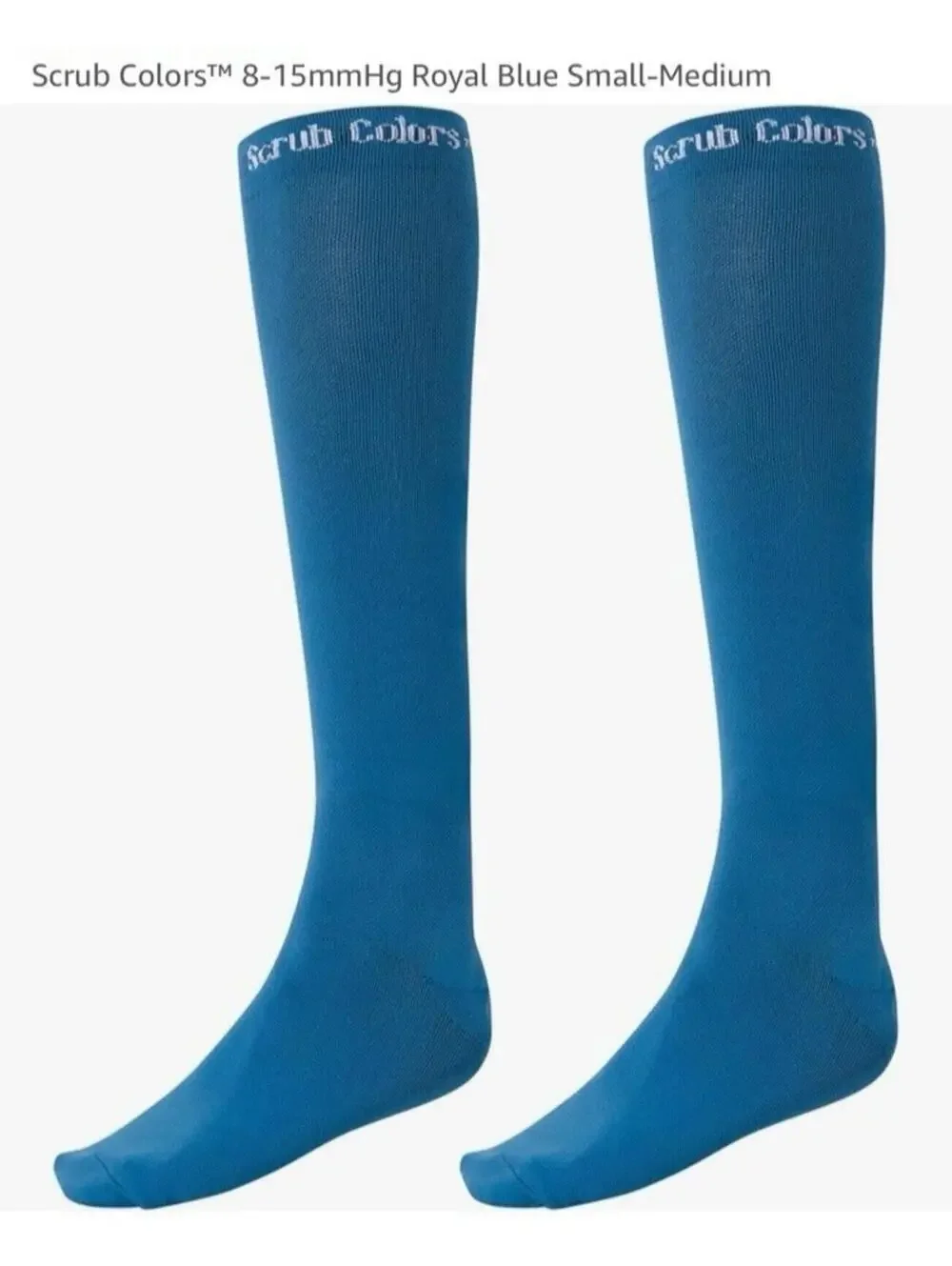 Scrub Colors Compression Socks 8-15mmHg Royal Blue Knee High Support Hose S/M