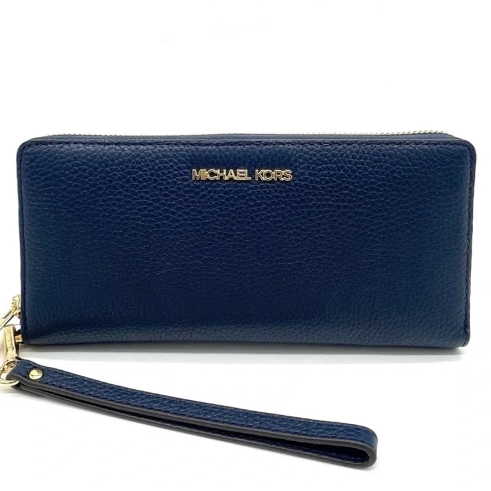 Michael Kors Large Continental Wallet Wristlet Navy Blue (NWT)