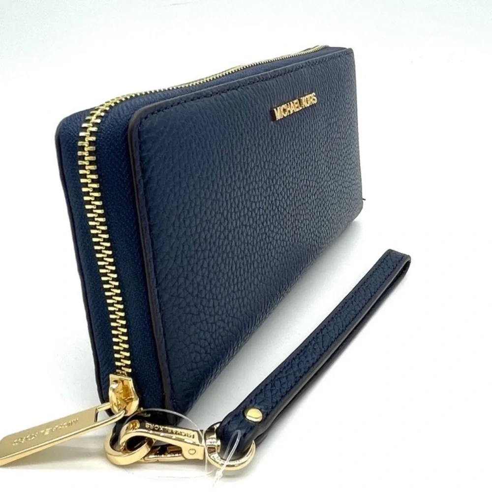 Michael Kors Large Continental Wallet Wristlet Navy Blue (NWT)