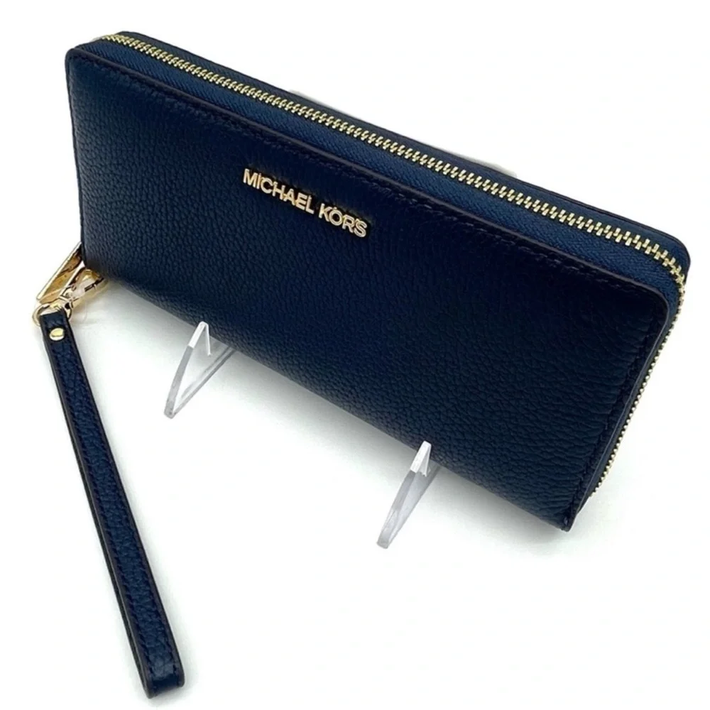 Michael Kors Large Continental Wallet Wristlet Navy Blue (NWT)