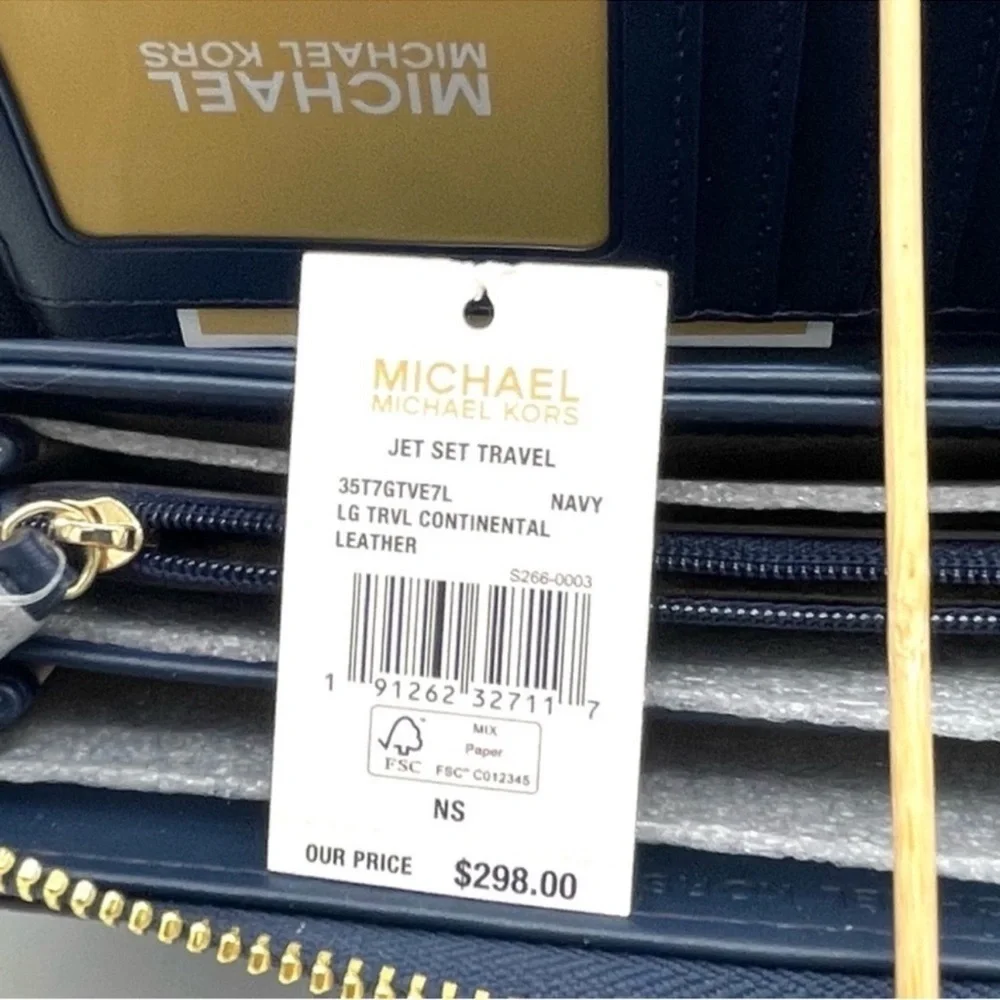 Michael Kors Large Continental Wallet Wristlet Navy Blue (NWT)