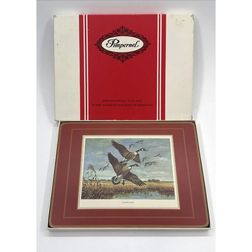 Vintage Pimpernel Set of 4 Ducks Wild Fowl Place Mats Cork Back Hunting Cabin
