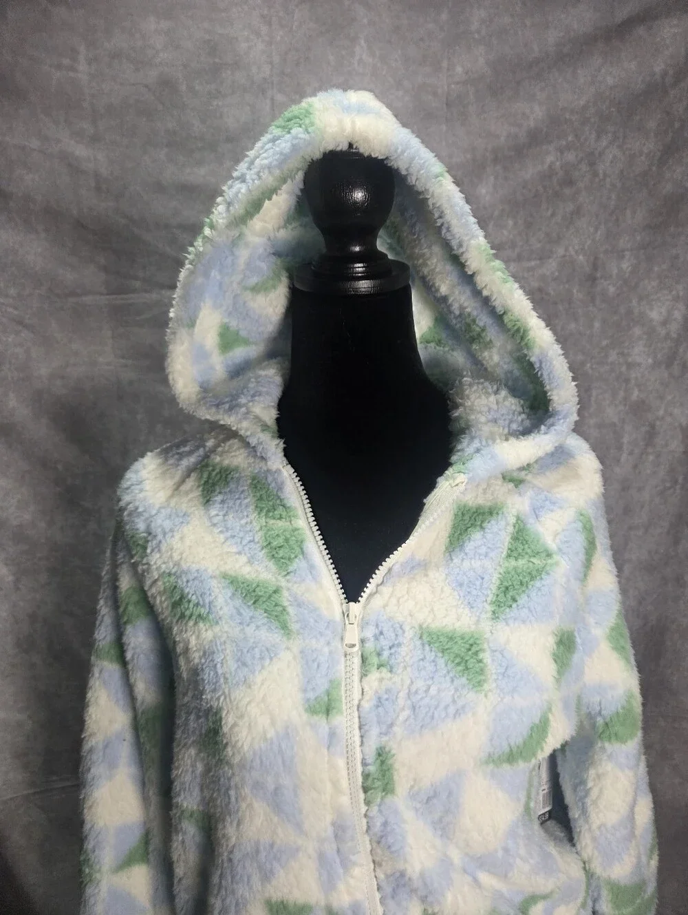 tek gear Cream, Light Blue & Green Sherpa Zip Hoodie
