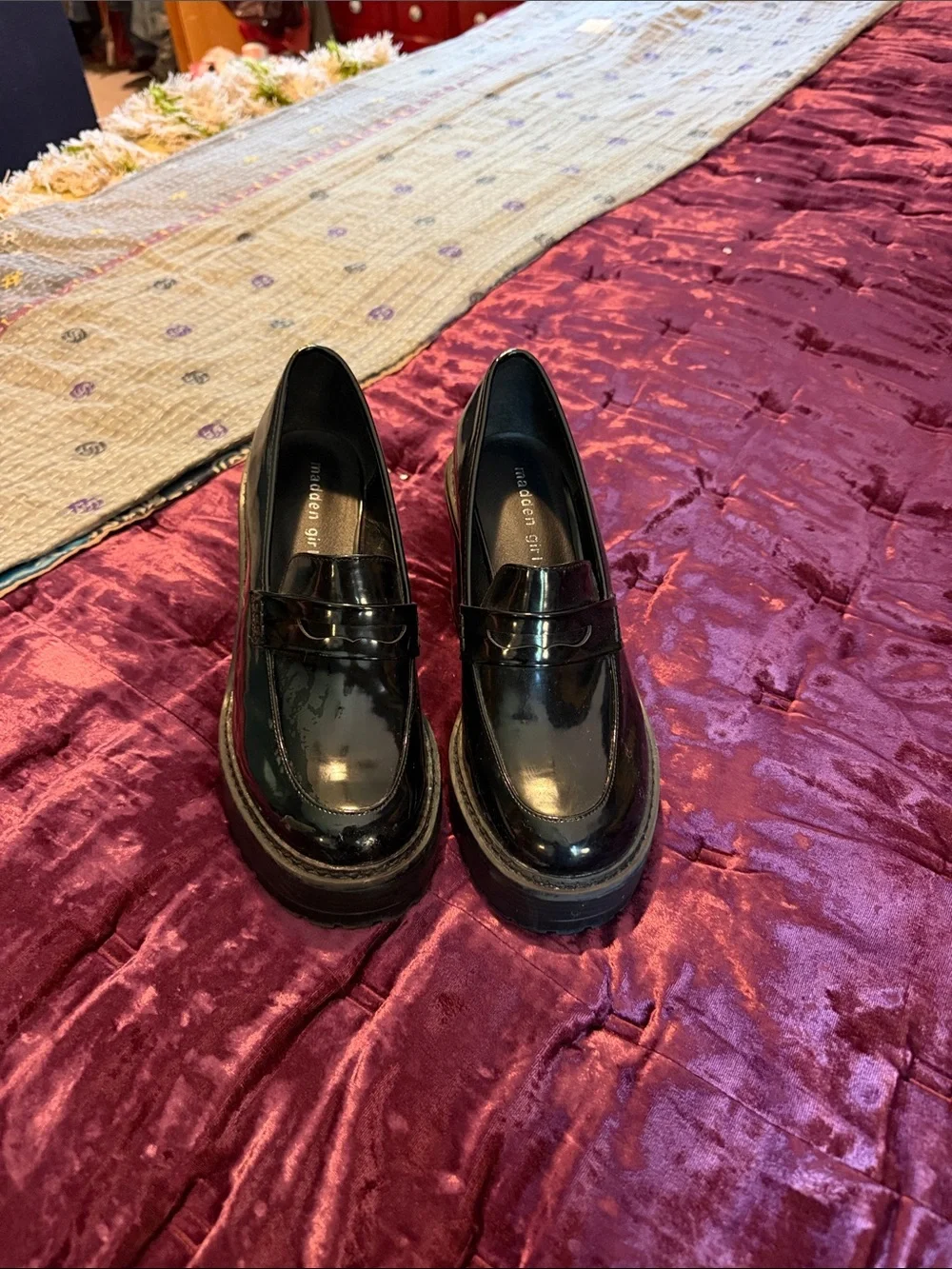 Madden Girl Black Patent Platform Loafers