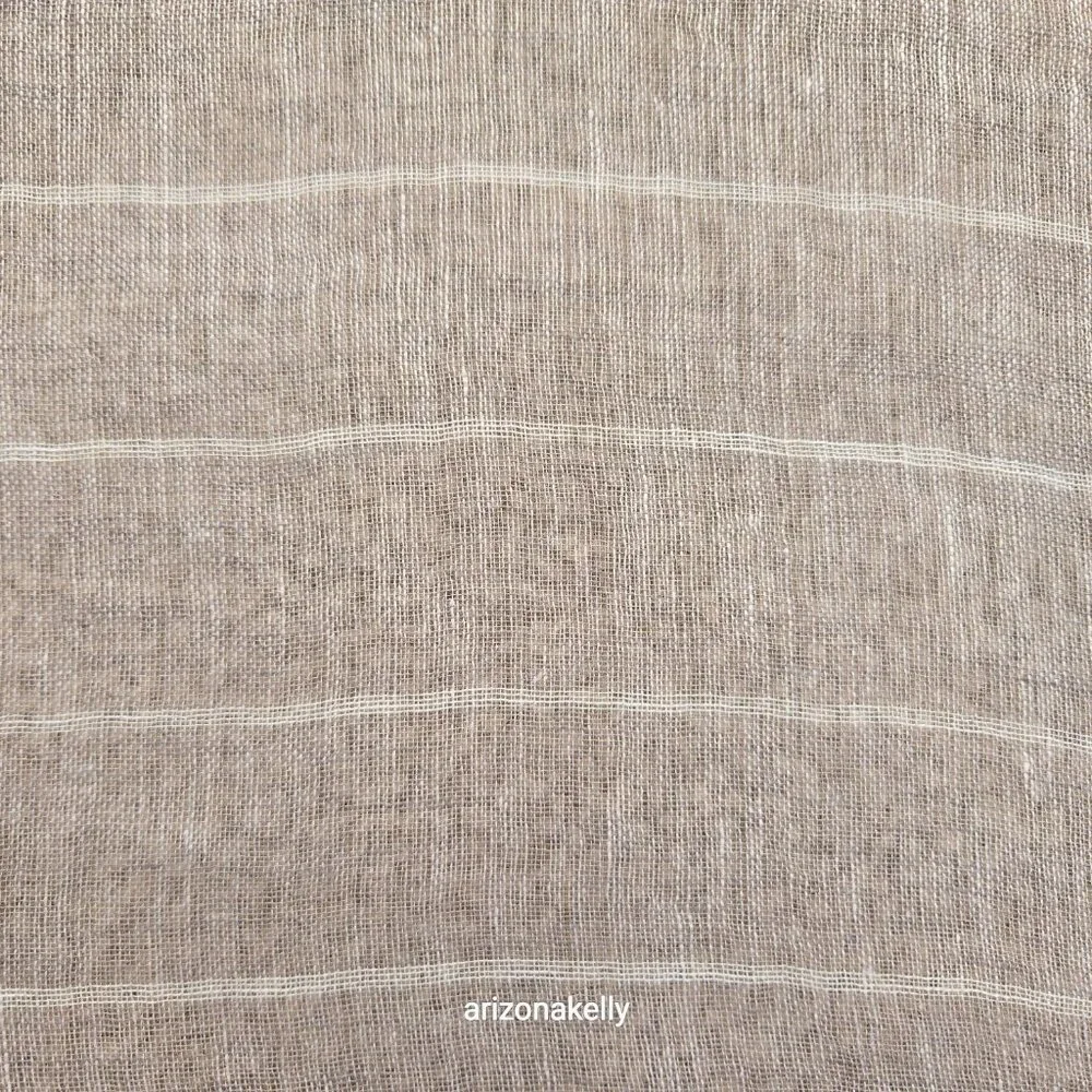 Linen Scarf Tan With White Stripes