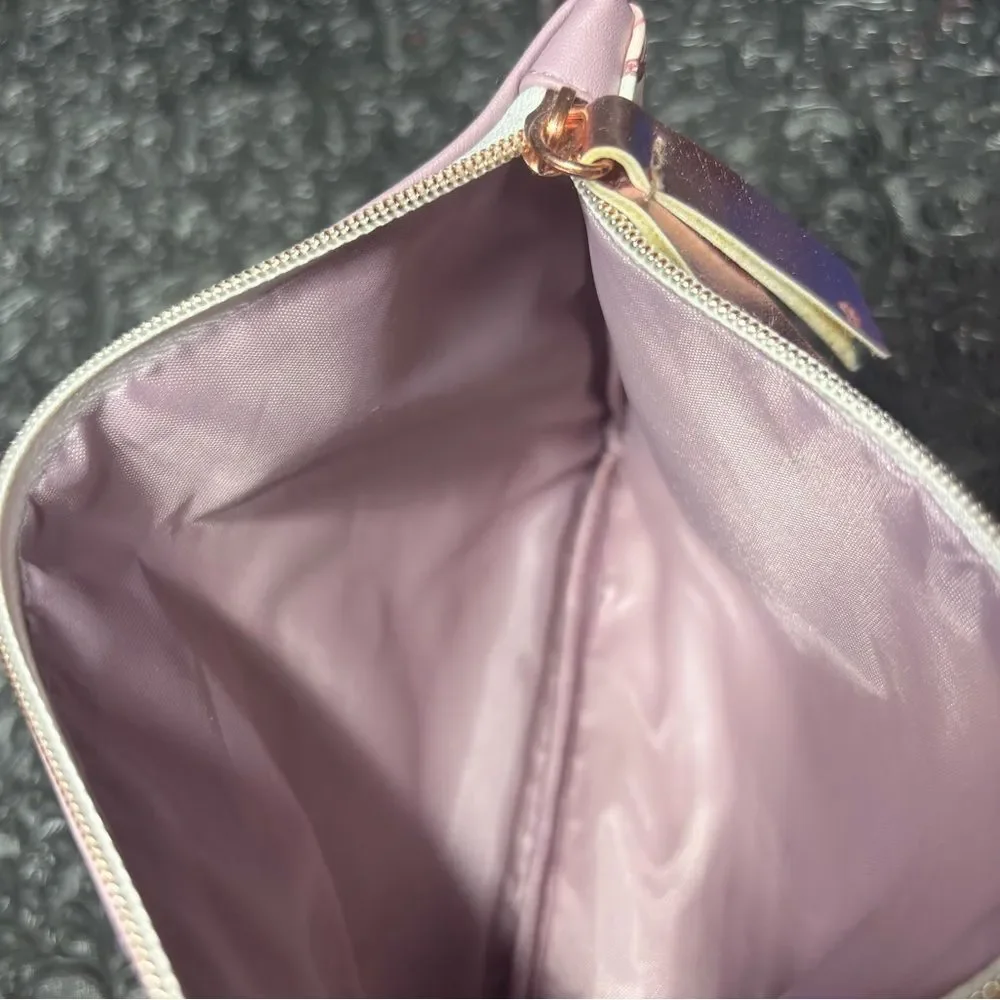 Ipsy Butterfly Print Pink & Purple Wristlet Pouch NWOT