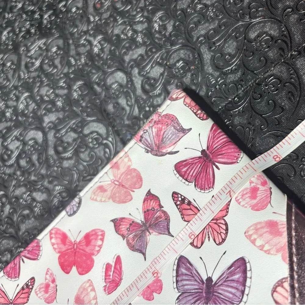 Ipsy Butterfly Print Pink & Purple Wristlet Pouch NWOT