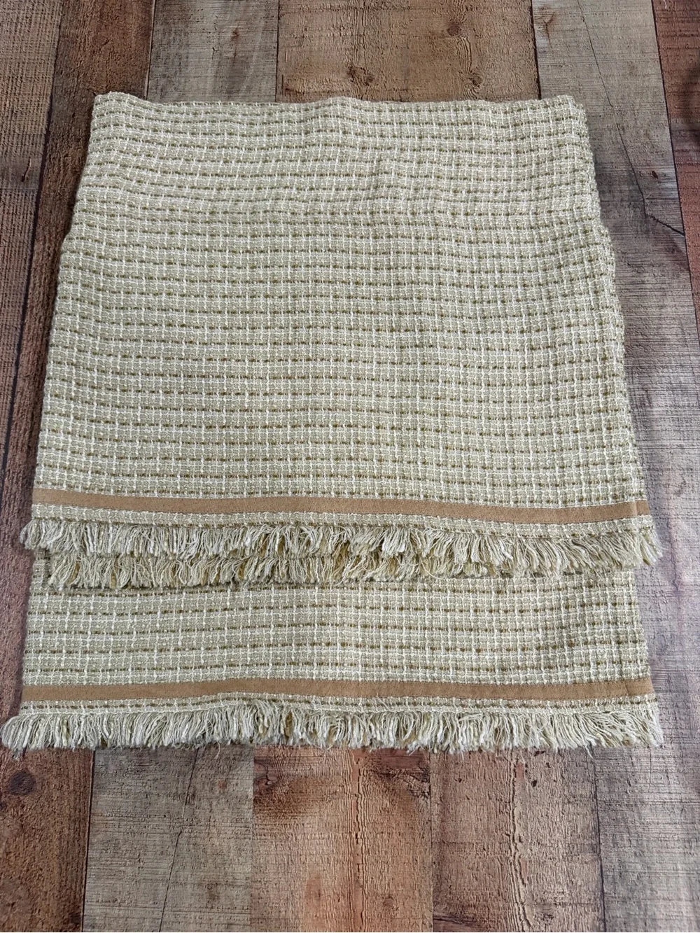 Croscill Window Valances Set of 2- Tan Textured Fringe 18”x 80”. Rod pocket 3”