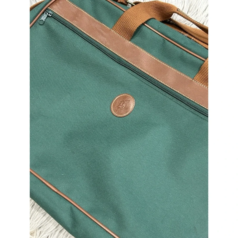 VTG Polo Ralph Lauren‎ Shoulder Laptop Messenger Bag Green Brown Travel