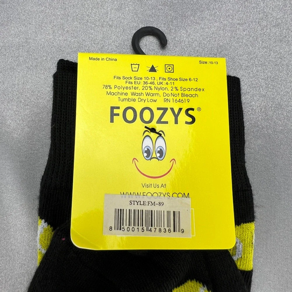 Foozys Unisex Tennis Racket Ball Novelty Crew Socks Black Shoe Sz 6-12 - Gifts