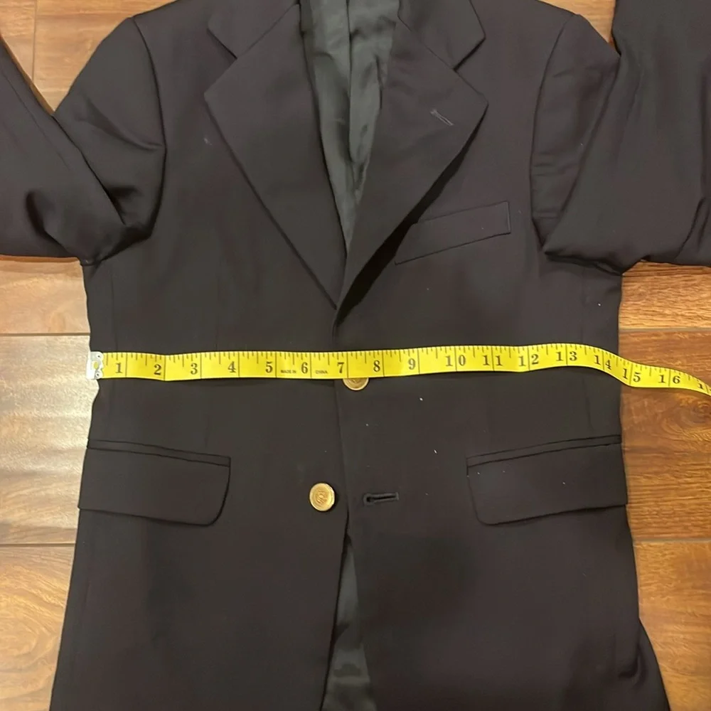 Lord & Taylor Boys Elegant Black Blazer with Gold Buttons Size 8R
