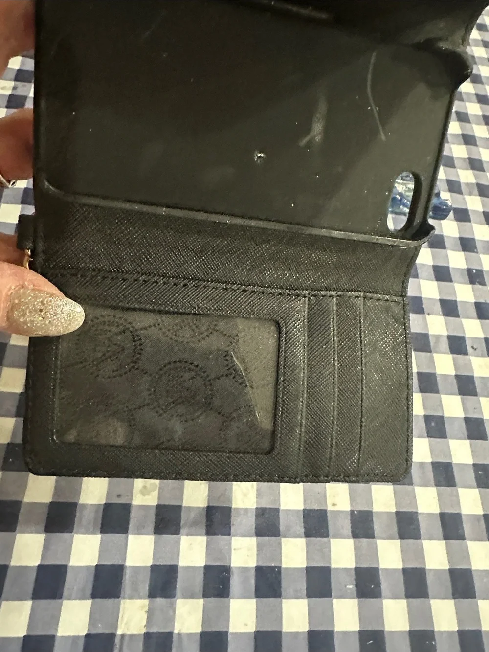 Michael Kors Black Saffiano leather small phone case