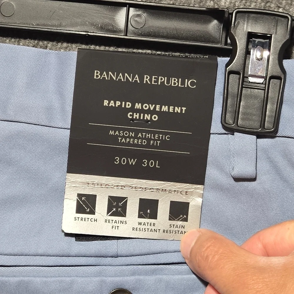 Men's Banana Republic Rapid Movement Mason Athletic Tapered Chino 30x30 Blue NWT