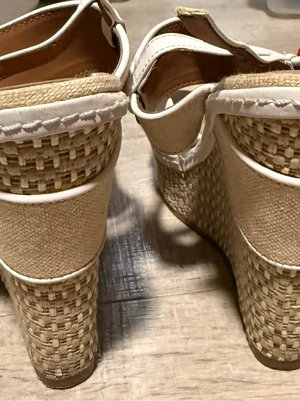 MIA White and Natural Platform Wedge Sandals