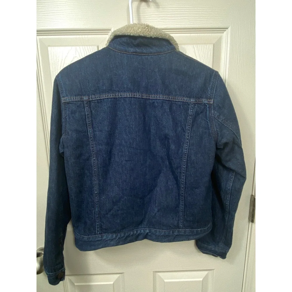 Kids Gap Denim Sherpa‎ Lined Trucker Jacket Dark Wash Blue Size XXL