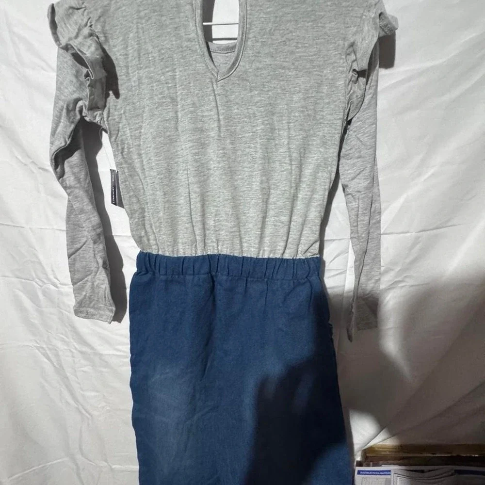 NWT! One piece with gray top, jean bottoms. Size 8.