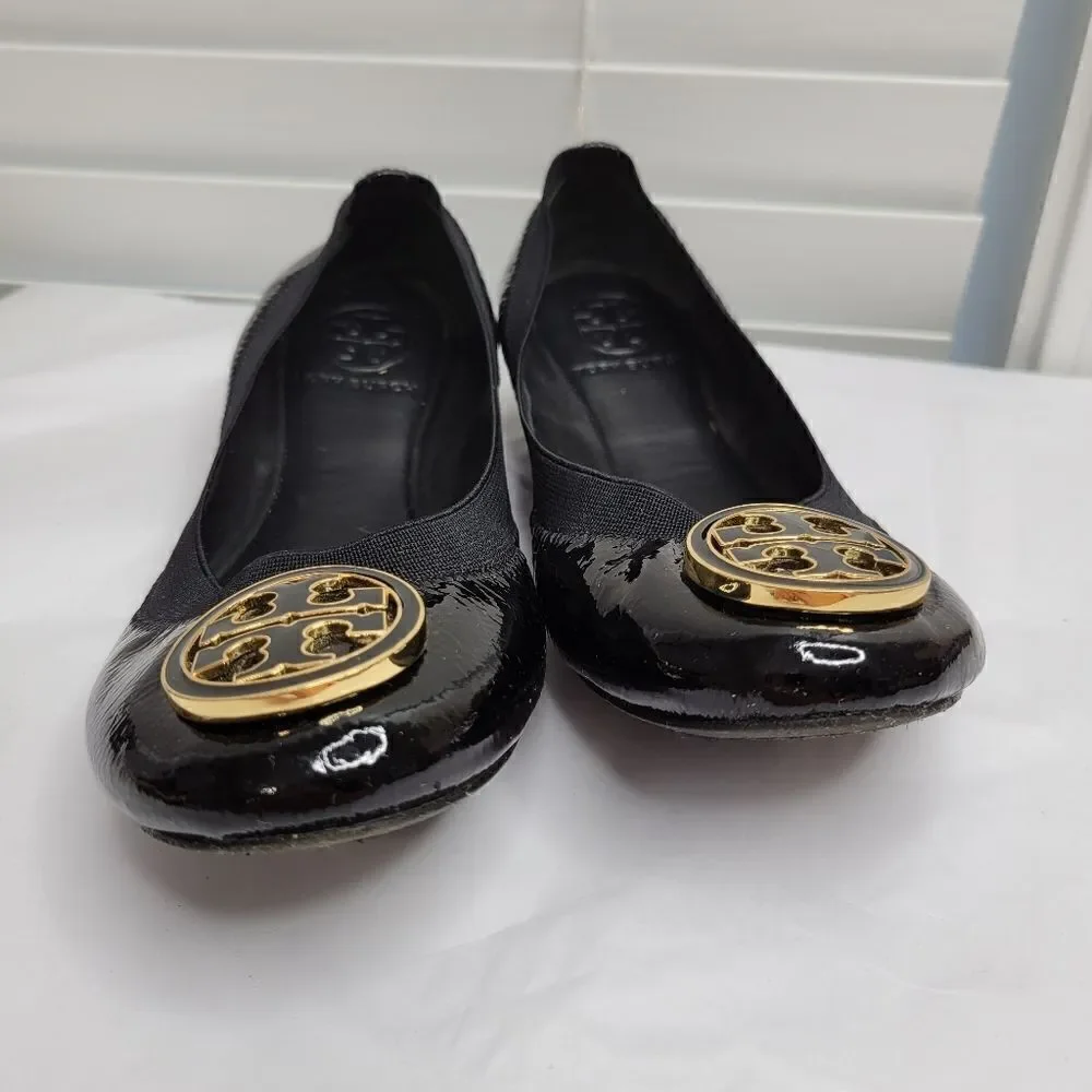 Tory Burch black patent flat 6.5M