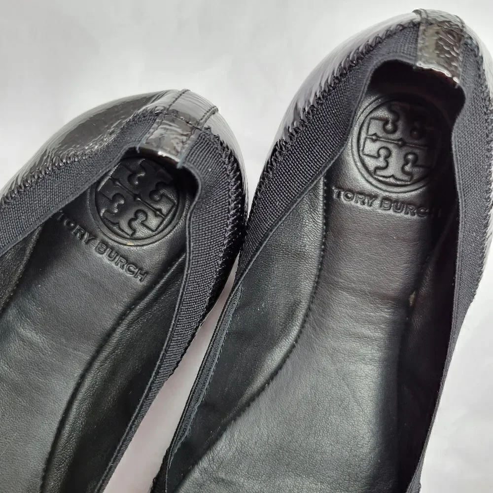 Tory Burch black patent flat 6.5M