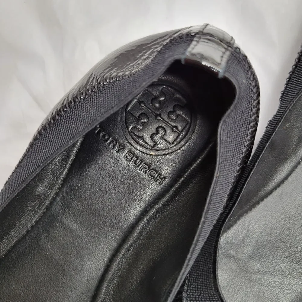 Tory Burch black patent flat 6.5M