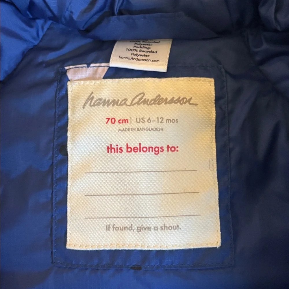 Hanna Andersson Blue Baby Snowsuit 6-12m  LIKE NEW!