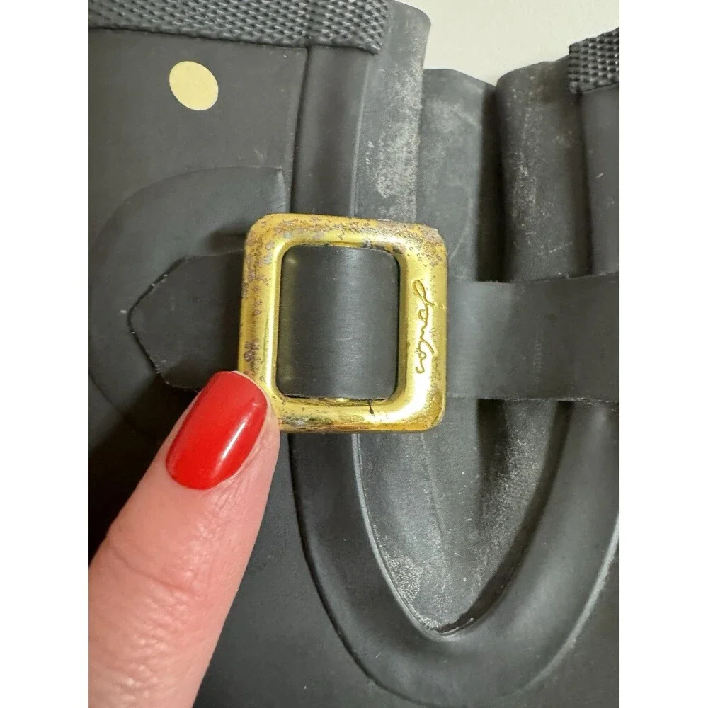 Joules Womens Molly Welly Tall Rain Boots, Polka Dot US Size 8 Black Yellow Cute